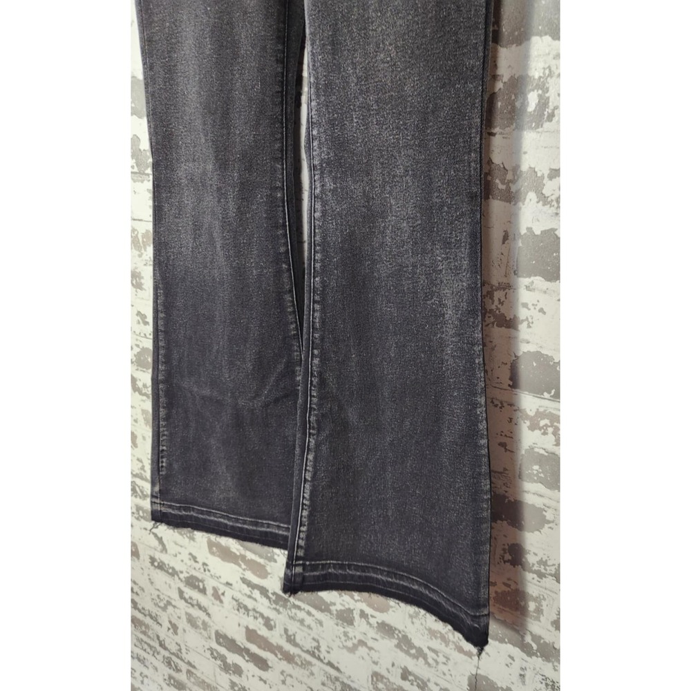 Forever 21 Bratz Flare Jeans 25 Black Y2K Rhinestone Logo Distressed Raw Hem - Picture 5 of 16
